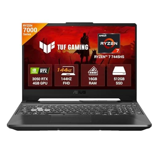 ASUS TUF A15, AMD Ryzen 7 7445HS, Gaming Laptop(RTX 3050-4GB/75W TGP/16GB RAM/512GB SSD/FHD/15.6"/144Hz/Backlit Keyboard/48Whrs/Win11/MS Office24/Graphite Black/2.3 Kg) FA506NCG-HN200WS