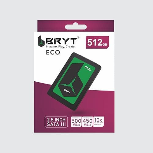 BRYT Eco 512GB SSD SATA III - 2.5 Inch Internal Solid State Drive with Read Speed up to 500 MB/s & Write Speed up to 450 MB/s | 4