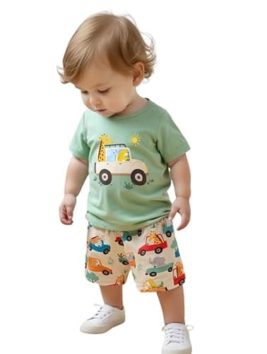 M.C Kids Clothes for Boys | Printed Cotton Half Sleeves T-shirt and Shorts Clothing Set | Casual Baby Boy Dress | Lightweight Kids Dress Set (9-12 month)