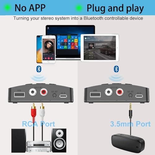 Tobo 5.3 Bluetooth Audio Adapter,Wireless Audio Adapter for Music Streaming Sound System,Tablets and Car Audio,Home Stereo Theater System,Wireless Adapter for Speakers 4