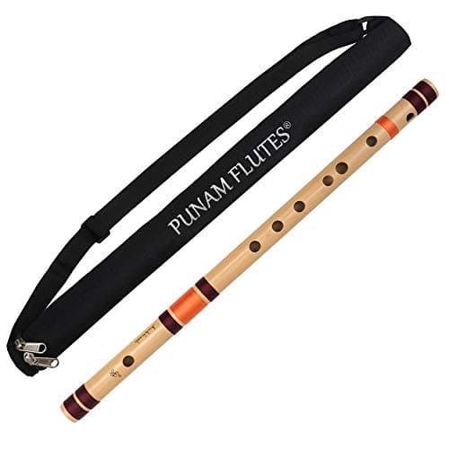 Punam Flutes B Natural Base Right Hand Bamboo Flute/Bansuri Size 20.4 Inches 2