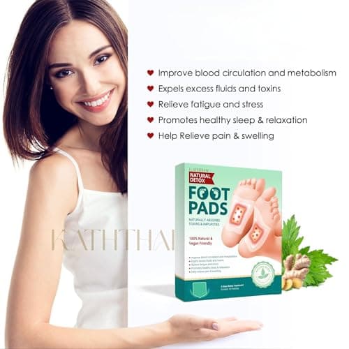 Kaththai Foot patch Herbal And Gentle Ingredient (20 Pieces) Detox Foot Pads Natural Ingredients for Sleep Aid Pain Relief Toxin Removal with Bamboo Vinegar and Acupoint Micro-Massage Technology 5