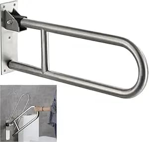 Anatomix 30-Inch Flip-Up Bathroom Handle for Senior Citizen | 304 Stainless Steel Grab Bar for Bathroom & Toilet | Heavy Duty Handle for Bathroom Support (Wall Mounted, Pack of 1)
