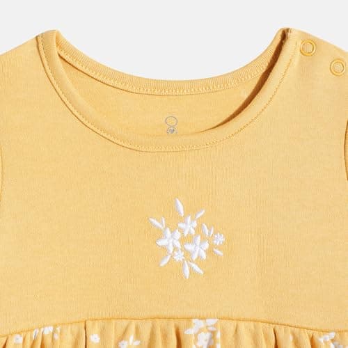 Mothercare Girls Autumn Charm Printed Short Sleeve Rompers - Yellow 3