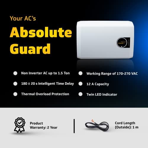 V-Guard Magno 410 AC Stabilizer for 1.5 ton AC | Intelligent Time Delay System | Energy Efficient Design | Convenient LED Indicator | 2 Year Warranty by V-Guard| White (Working Range 170-270 VAC) 2