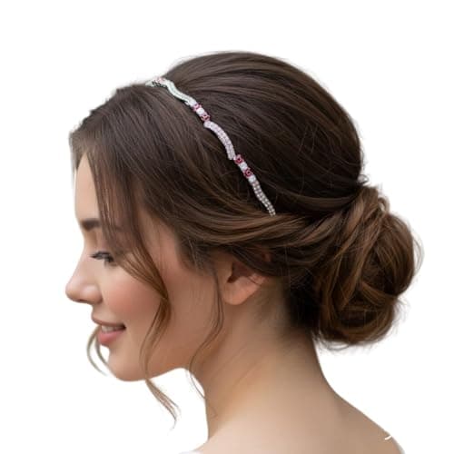 Bridal Crystal Evil Eye Hair Band for Women | Silver Rhinestone Headband with Blue Stones | Wedding Tiara Style Hair Accessory for Bride, Party, Reception & Festive (Red)