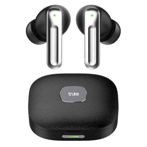 truke Mega 9 New Launch True Wireless in Ear Earbuds W/ 24-Bit Lossless Spatial Audio, 70H Battery Fast Charge Ear Buds, Leather Finish, 13mm Speakers TWS, 40ms Ultra Low Latency, 4Mics ENC