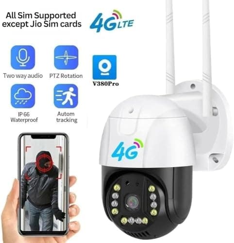 Guard Well 4G LTE Outdoor PTZ Security Camera | Dual Antenna | 360° Pan Tilt | Night Vision | Motion Detection | Two Way Audio | 4G SIM-Based CCTV Camera for Home with Mobile App V380 Pro (4G Camera) 2