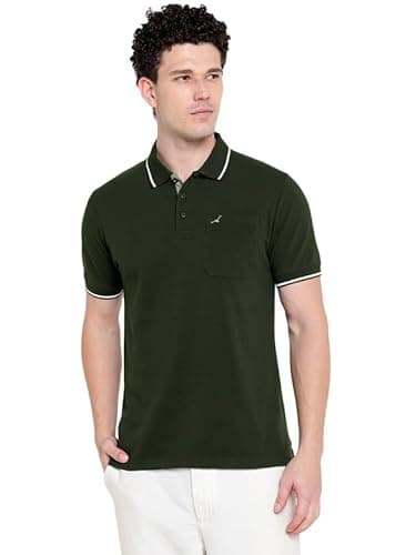 AMERICAN CREW Polo Collar T-Shirt for Men with Pocket (AC510-XL_Dark Olive)