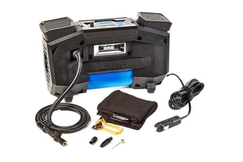 Michelin 12314 Programmable Digital 4X4/SUV Super-Fast Tyre Inflator, Direct Drive Technology, 0-35PSI in 1.30mins*, Bleed Valve to Remove Excess Air, LED Light, Adaptors, with Carry Pouch, Black