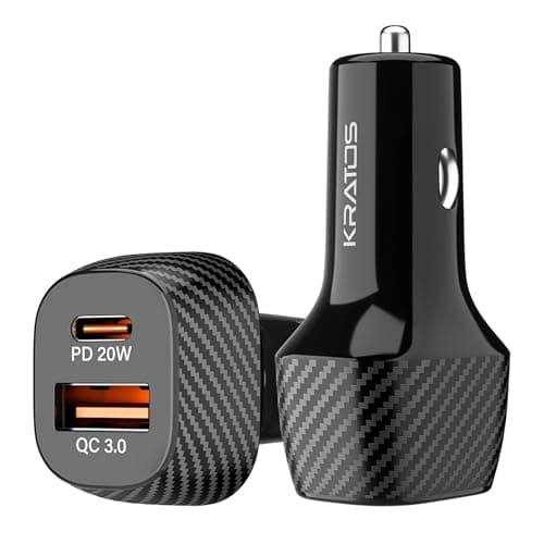 Kratos 51W Fast Car Charger with Dual Output, 51 Watts Total (28W USB + 25W Type C PD), Fast Charging, Adapter for iPhone & Android Smartphones and Tablets (Black)