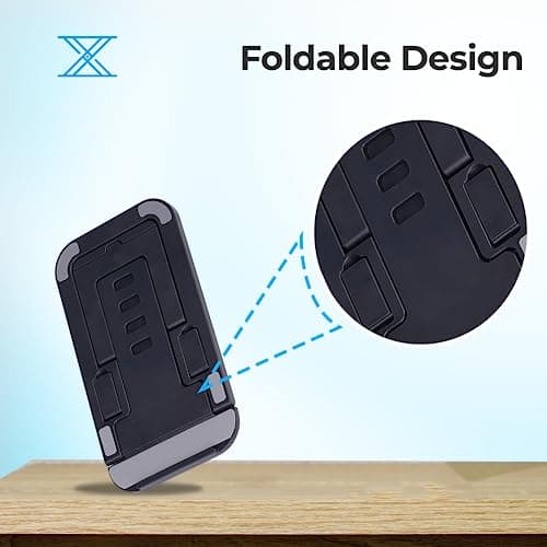 ZEBRONICS MS80 Mobile Holder with Adjustable Height, 10°- 50° Multiangle Adjustment, Foldable Design, Anti Skid Base, Matte Finish, Lightweight and 4 Adjustable Levels (Black) 2