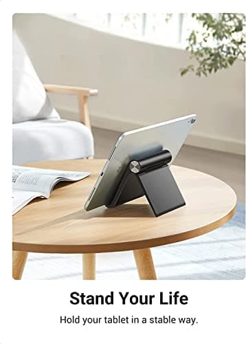 STRIFF Multi Angle Tablet Tabletop Stand. Holder for iPhone, Android, Samsung, OnePlus, Xiaomi. Portable, Foldable Stand. Perfect for Bed,Office, Home, Gift and Desktop (Black) 4