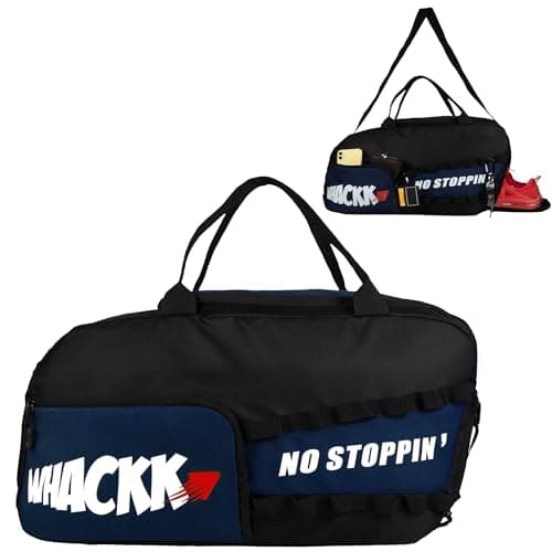 Whackk Arnold 40L Gym & Sports Duffle Bag | Workout, Training & Travel Kitbag with Separate Shoe & Wet-Dry Pocket | Unisex | Lightweight | Made in India (Blue Black)