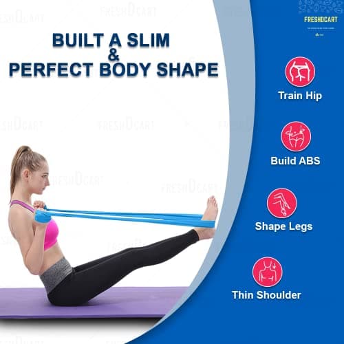 FreshDcart Rubber Resistance Band 1.5 Meter Stretching Belt for Workout, Yoga, Fitness Training, Home Gym, Strength Building, Flexibility Exercises for Men & Women (Blue) 2