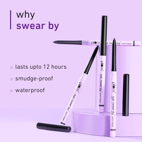 Plum Eye-Swear-By Kajal | Deep Black | Creamy Smooth | Smudge-Proof & Waterproof | Long-Lasting | Twist-Up Pencil | Enriched with Vitamin E | 100% Vegan & Cruelty-Free | 0.35g 4