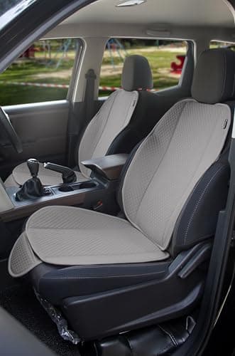 AURAFRESH Rear Seat Car Cushion Pad Breathable Quilted Seat Cover Protector Anti Slip Base Universal Fit Comfort Mat Set for Passenger Support (Gray, 4PC of Set (only Front Seat))
