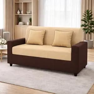 KENDALWOOD Furniture 2 Seater Sofa | Fabric 2 Seater Sofa Set | Sofa for Living Room & Home | Furniture for Office & Hotels | Fabric Color - Brown & Cream