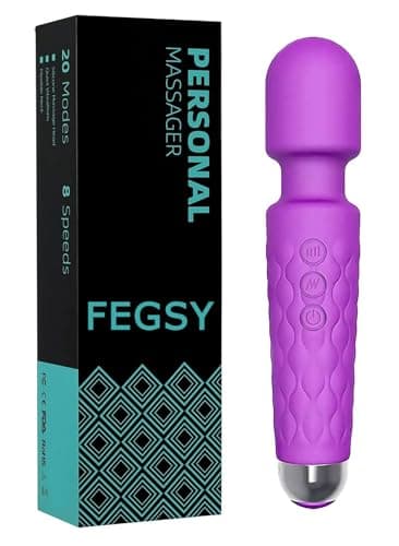 FEGSY Full Body Massager for Women & Men, Rechargeable Wireless Massager Machine for Pain Relief, Handheld Massager with Medical Grade Silicone, 8 Speeds, 20 Modes (Purple)