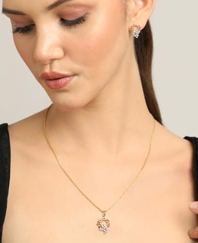 Clara 925 Sterling Silver Alba Pendant Earring Chain Jewellery Set | Gold Rhodium Plated, Swiss Zirconia | Gift for Women & Girls 5