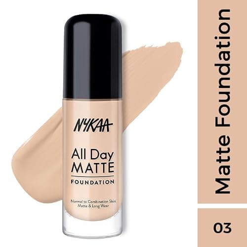 Nykaa All Day Matte Long Wear Liquid Foundation For Normal To Combination Skin - Cashew 03 2