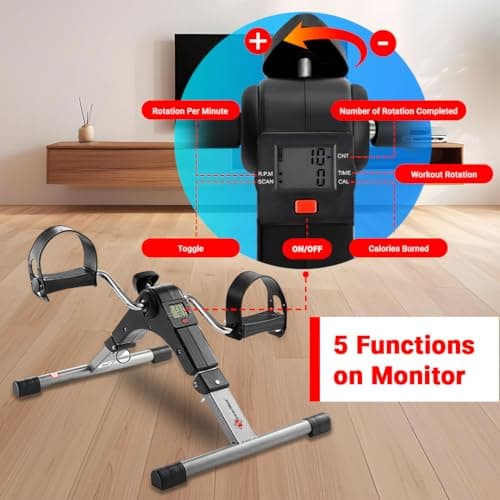 PowerMax Fitness BS-MINI Mini Cycle Pedal Exerciser with Adjustable Resistance and Digital Display - for Light Leg and Arm Exercise and Physiotherapy at Home 3