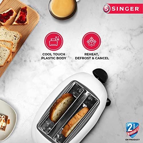 Singer Duo Pop- Pop-Up Toaster | 2 Slice | 700 Watt | White 2