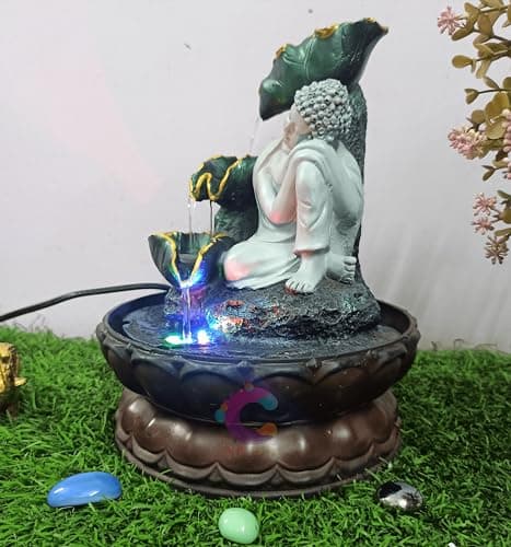 Craftisan™ Decorative Water Fountain for Home Décor, Office, Indoor & Outdoor, Garden, Puja Room, Vaastu, Reception, Spa, Gifting. (Grey Buddha UR-048) 3