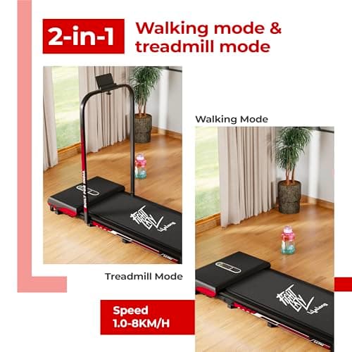 Lifelong FitPro Treadmill | 4 HP Motor | Vibration Plate | LED Display | Foldable Design | Remote Control | 110 Kg Max Weight | 8 Km/h Speed | Anti-Slip Belt | Home Gym Equipment LLTM180 2