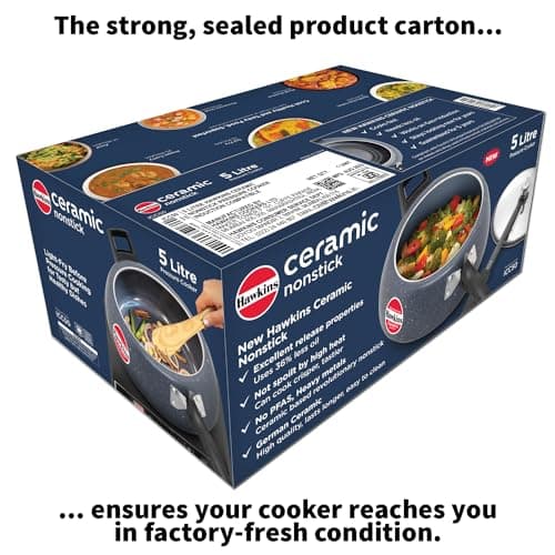 Hawkins 5 Litre Ceramic Nonstick Pressure Cooker, Induction Inner Lid Cooker, Granite Contura shaped Cooker, Blue (ICC50) 2