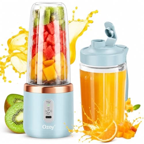 Juicer for Home ^ CITRODA Juicer Mixer Grinder with 1500mAh Battery, 6 Blades 3Gears Fast Blending, 2-Jar Capacity (400ml*2) | 40 Watts Bullet Rechargeable Portable Personal Juicer (Skyblue)