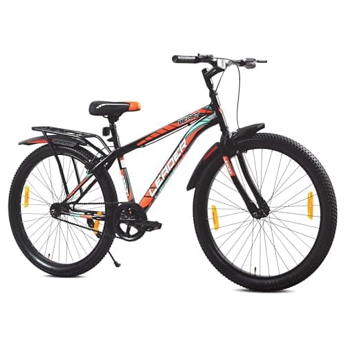 Leader Beast 24T IBC Premium Kids MTB Cycle | Rigid City Bike/Kids Cycle with Inbuilt Carrier | Single Speed Bicycle with 16 Inch Frame - Ideal for 10 + Years - Matt Black
