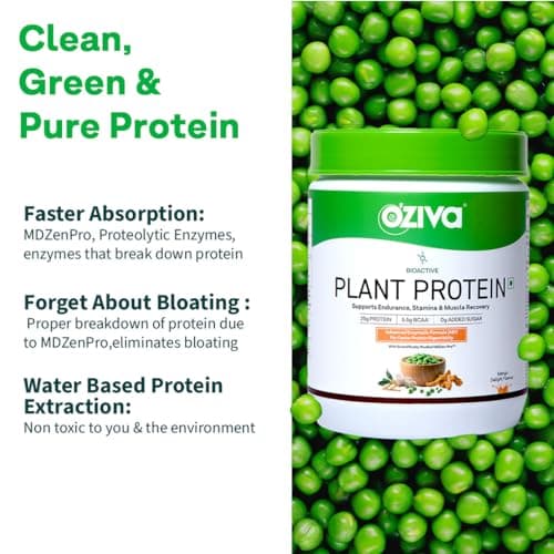 OZiva Bioactive Plant Protein (Chocolate) 500g | 25g Protein,5.5 BCAA| Pea Isolate| Plant based Protein Powder for Women & Men | Essential Amino Acids| Vegan Protein supplement, Clean, Sugar free. 4