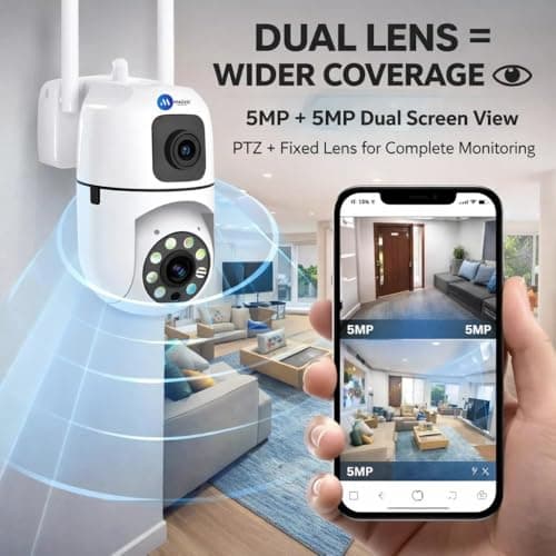 Maizic Smarthome Always On Dual Lens Mini Fox 5+5MP Dual Lens/Dual Screen WiFi Indoor CCTV Camera with PTZ & Fixed View | 2000 mAh Battery | AI Motion Detection | Color Night Vision | Two-Way Audio 4