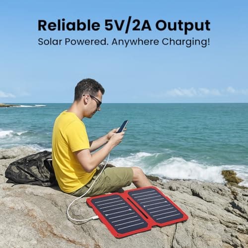 SARRVAD 10W Solar Phone Charger – Foldable Solar Panel with USB Output (5V/2A) to Charge Mobiles & Tablets | Lightweight, Waterproof for Outdoor, Hiking, Emergency Use 4