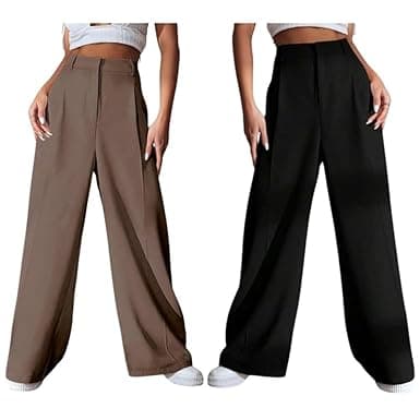 GRECIILOOKS Women High Rise High Waist Trousers Flared Korean Style Formal Pants| Elegant Workwear for Office, College & Events (Available in Plus Size)