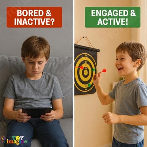 Toy Imagine 14 Inch Magnetic Dart Board Game – Double Sided Dartboard with Safe Magnetic Darts, Indoor Outdoor Family & Office Game for Boys & Girls, Fun Party Play, Diwali Gift 5