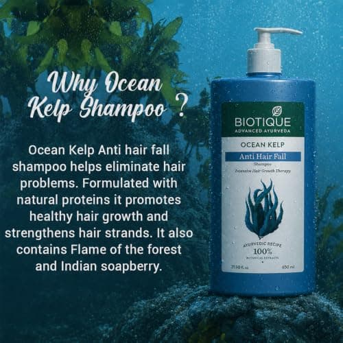 Biotique Ocean Kelp Anti Hairfall Shampoo | Intensive Hair Growth Therapy| Anti Hairfall Shampoo that Maintains Shine |100% Botanical Extracts | Suitable for All Hair Types |650ml 4