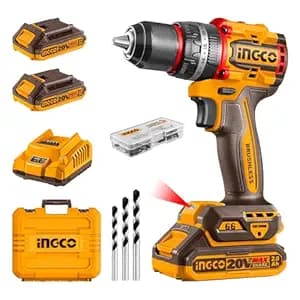 INGCO 20V Cordless Impact Drill 66NM, Brushless Motor, 22+1+1, 30000 bpm, Electric Drill With 2Pcs Battery And Charger, 47 Pcs Drill Bits, Packed by Carrying Case