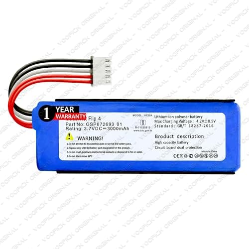 Voopick Original GSP872693 01 Battery 3.7V 3000mAh for Flip 4 is a Waterproof Portable Bluetooth Speaker | Flip 4 Special Edition - with 1 Year Warranty*