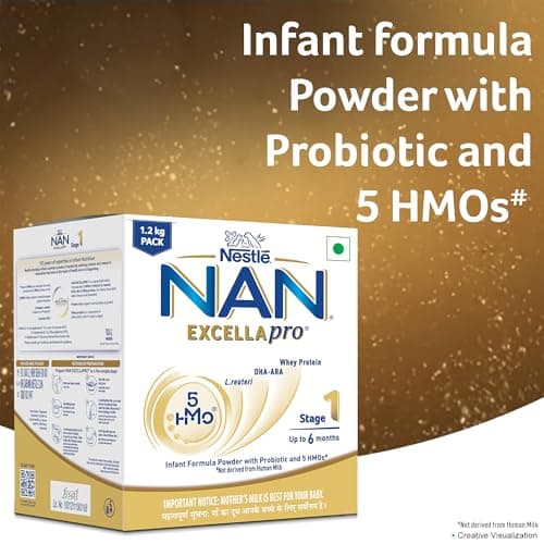 Nestlé NAN EXCELLAPRO Stage 1, 1.2 Kg Pack, Infant Formula Milk Powder With HMOs & Probiotic For Babies (Up To 6 Months), 3x400g Pouch in Box 3