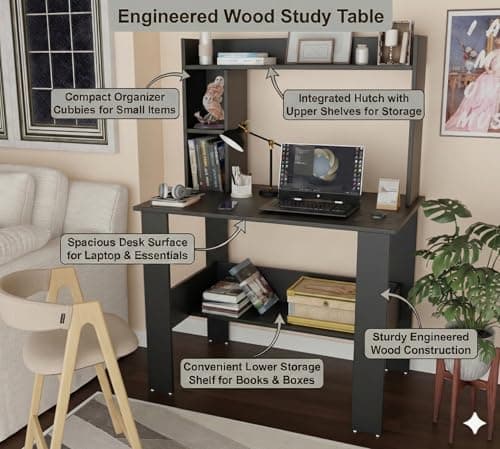 Spyder Craft Portable Work from Home Study Desk Engineered Wood Office Table Engineered Wood Multipurpose Table (Free Standing, Finish Color - Black, DIY(Do-It-Yourself)) 4