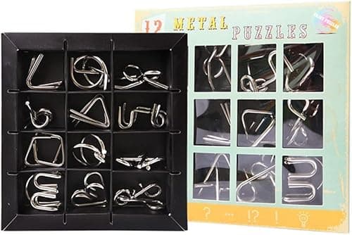PLUSPOINT Brain Teasers Stainless Steel Metal Wire Puzzle Toys - Assorted Metal Brain Game for Return Gifts, Party Favors, Prizes, Disentanglement Puzzle Unlock Interlock Toys Mental IQ Teaser (12 pc) 4