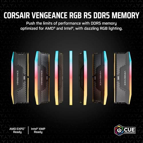 CORSAIR Vengeance RGB RS DDR5 RAM 32GB (2x16GB) Up to 6000MHz CL36-44-44-96 1.35V AMD Expo Intel XMP Computer Desktop Memory – Gray (CMG32GX5M2E6000Z36) 2