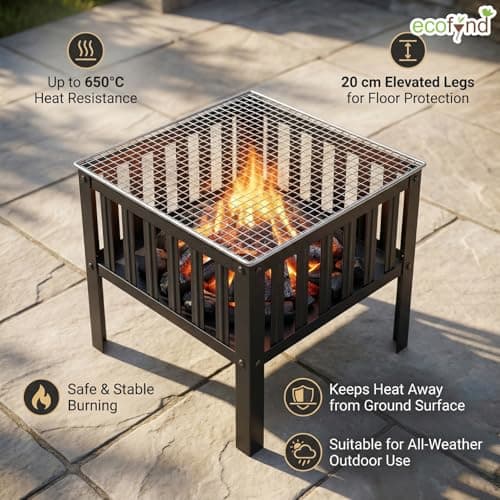 ecofynd Portable Charcoal Barbeque Grill, Modern Foldable & Compact BBQ Set for Home, Picnic, Camping, Traveling, Outdoor Cooking, Bonfire, Heavy Duty Firepit Tandoor Tools (Stellar Black, BBQ005) 5