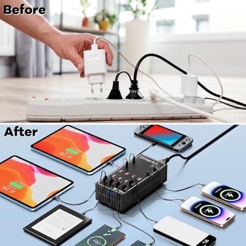 Charging Station for Multiple Devices, Vantacent89 Multiple Charger Station with Multiple Fast Charging 40 Ports 4