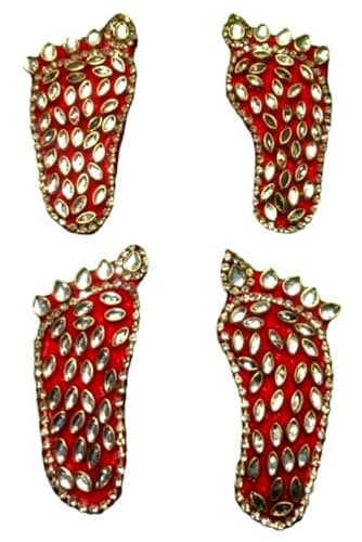 Atheena.Aris Maa Laxmi ji Charan | Maa Lakshmi Kundan Charan Kundan Laxmi Paduka | Laxmi ji Charan for Prosperity and Wealth | Devi Charan for Diwali puja Janmashtmi Navratri Dussehra (Pack of 2) 2