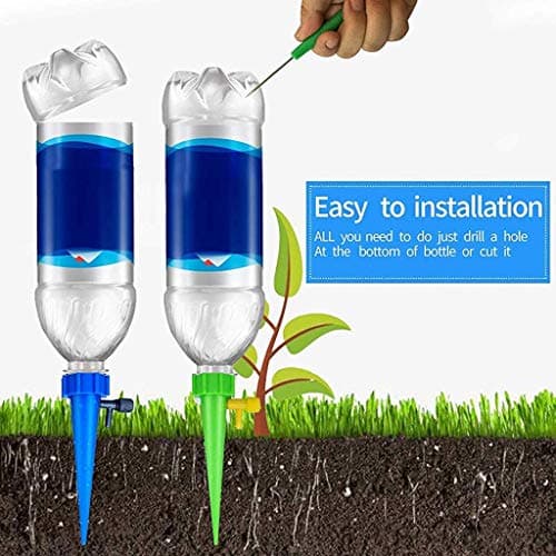 Techhark® Plant Self-Watering Spikes, 12-Pack, Automatic Drip Irrigation System for Indoor and Outdoor Plants, Green 6