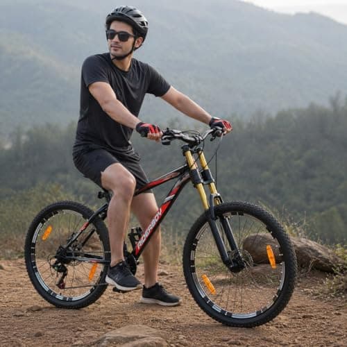 RIDERBOY 26T Steel Frame Mountain Bike with Double Crown Suspension, 21 Speed Gear, Disc Brakes, 18 Inch Frame 2
