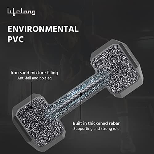 Lifelong PVC Hex Fixed Dumbbells Pack of 2 (2kg*2) Black Color for Home Gym Equipment Fitness Barbell|Gym Exercise|Home Workout, Gym Weights for Men & Women (6 Months Warranty) 5